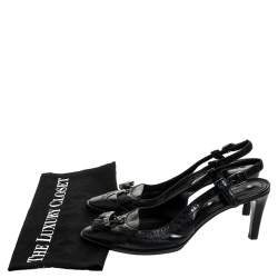 Pre Owned Celine Black Brogue Leather Tassel Slingback Sandals Size 40