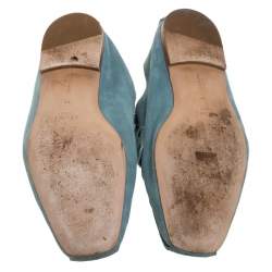 Celine Blue Suede Studded Slip On Loafers Size 39