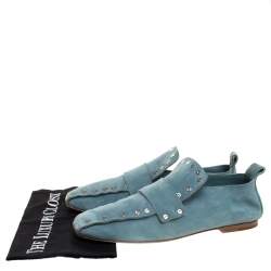 Celine Blue Suede Studded Slip On Loafers Size 39