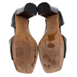 Pre Owned Celine Black Leather Peep Toe Sandals Size 39