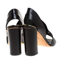 Pre Owned Celine Black Leather Peep Toe Sandals Size 39