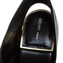Pre Owned Celine Black Leather Peep Toe Sandals Size 39