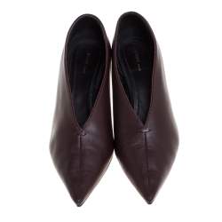 Pre Owned حذاء كعب عالي سيلين مقدمة مدببة جلد بني مقاس 38