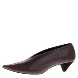 Pre Owned حذاء كعب عالي سيلين مقدمة مدببة جلد بني مقاس 38