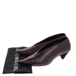 Pre Owned حذاء كعب عالي سيلين مقدمة مدببة جلد بني مقاس 38