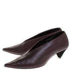 Pre Owned حذاء كعب عالي سيلين مقدمة مدببة جلد بني مقاس 38