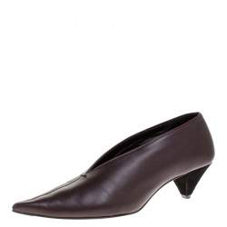 Pre Owned حذاء كعب عالي سيلين مقدمة مدببة جلد بني مقاس 38