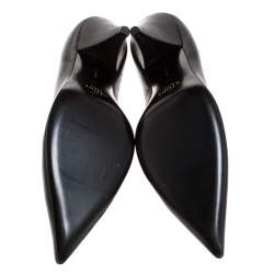 Pre Owned Celine Black Leather V Neck Pointed Toe Pumps Size 39