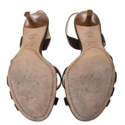 Celine Brown Leather Open Toe Slingback Sandals Size 38.5