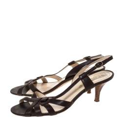 Celine Brown Leather Open Toe Slingback Sandals Size 38.5
