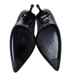 Pre Owned Celine Blue Denim Fabric Pointed Toe Pumps Size 37.5