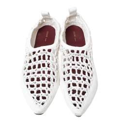 Celine White Woven Rope and Leather Pointed Toe Flats Size 40