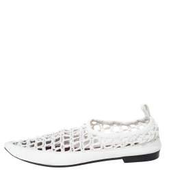 Celine White Woven Rope and Leather Pointed Toe Flats Size 40