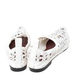 Celine White Woven Rope and Leather Pointed Toe Flats Size 40