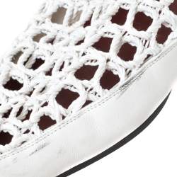 Celine White Woven Rope and Leather Pointed Toe Flats Size 40