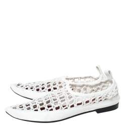 Celine White Woven Rope and Leather Pointed Toe Flats Size 40