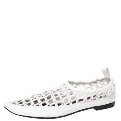 Celine White Woven Rope and Leather Pointed Toe Flats Size 40