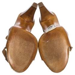 Pre Owned Celine Brown Leather Espadrille Ankle Wrap Open Toe Sandals Size 40