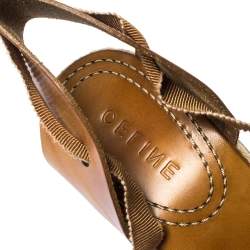 Pre Owned Celine Brown Leather Espadrille Ankle Wrap Open Toe Sandals Size 40