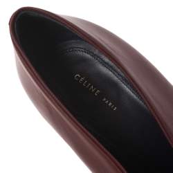 Pre Owned Celine Burgundy Leather V Neck Nappa Pumps Size 41