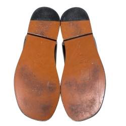 Pre Owned Celine Black Leather Zip Detail Open Toe Flat Sandals Size 40