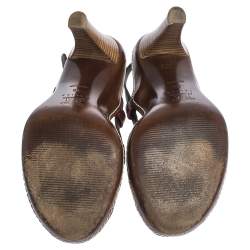 Pre Owned Celine Multicolor Patent And Leather Strappy Slingback Sandals Size 38