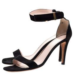 Pre Owned Celine Black Suede Iconic Ankle Strap Sandals Size 39