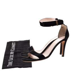 Pre Owned Celine Black Suede Iconic Ankle Strap Sandals Size 39