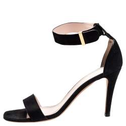 Pre Owned Celine Black Suede Iconic Ankle Strap Sandals Size 39