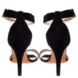 Celine Black Suede Iconic Ankle Strap Sandals Size 39