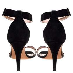 Pre Owned Celine Black Suede Iconic Ankle Strap Sandals Size 39