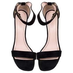 Pre Owned Celine Black Suede Iconic Ankle Strap Sandals Size 39