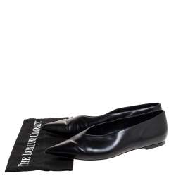 Pre Owned Celine Black Leather V-Neck Ballet Flats Size 40
