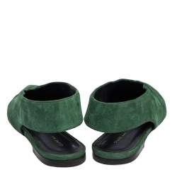 Pre Owned Celine Green Suede V Cut Pointed Toe Flats Size 36