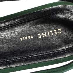 Pre Owned Celine Green Suede V Cut Pointed Toe Flats Size 36