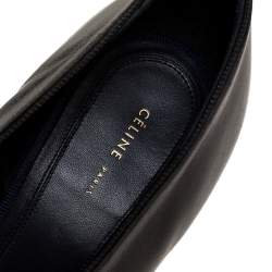 Pre Owned Celine Black Leather V Cut Pointed Toe Pumps Size 38