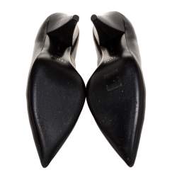 Pre Owned Celine Black Leather V Cut Pointed Toe Pumps Size 38
