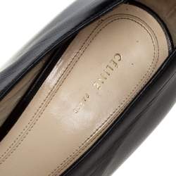 Pre Owned Celine Black Leather V-Neck Pointed Toe Pumps Size 36.5
