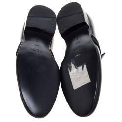 Pre Owned Celine Dark Green Patent Leather Slip On Loafers Size 38.5