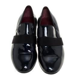 Pre Owned Celine Dark Green Patent Leather Slip On Loafers Size 38.5
