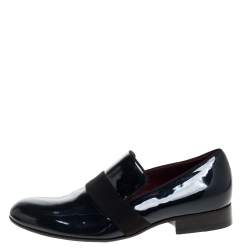 Pre Owned Celine Dark Green Patent Leather Slip On Loafers Size 38.5