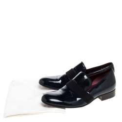 Pre Owned Celine Dark Green Patent Leather Slip On Loafers Size 38.5