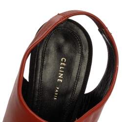 Pre Owned Celine Beige/Brown Leather Slingback Pointed Toe Sandals Size 37