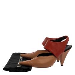Pre Owned Celine Beige/Brown Leather Slingback Pointed Toe Sandals Size 37