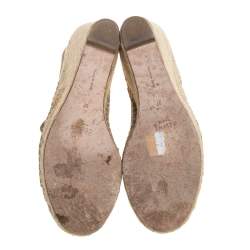 Celine Grey Suede Open Toe Espadrilles Wedge Sandals Size 37