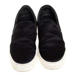 Pre Owned Celine Black Satin Slip On Sneakers Size 39