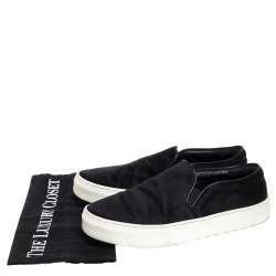 Pre Owned Celine Black Satin Slip On Sneakers Size 39
