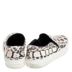 Pre Owned Celine White/Brown Python Leather Slip On Sneakers Size 39