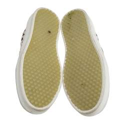 Pre Owned Celine White/Brown Python Leather Slip On Sneakers Size 39