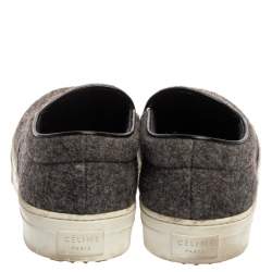 Pre Owned Celine Grey/Black Wool Slip On Sneakers Size 39